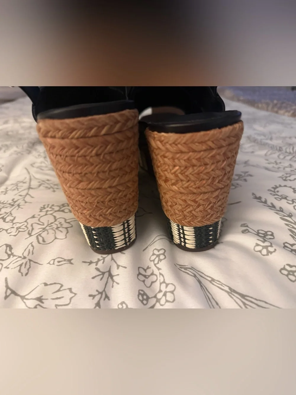 Paolo Black Cross‑Strap Platform Sandals with Braided Espadrille Sole